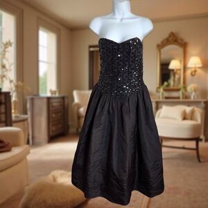 Vintage Gunne Sax Jessica McClintock Black Sequin Dress